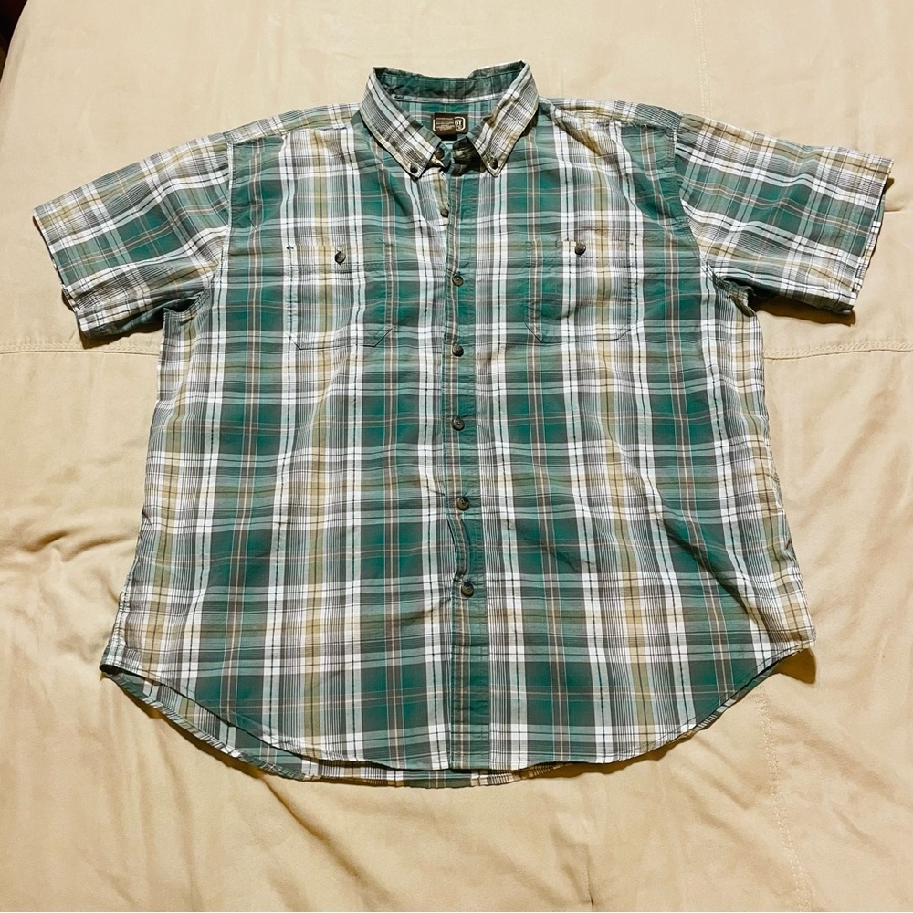 Schmidt Work Wear Mens 2XL Green Plaid Short Sleeve Button Down Shirt